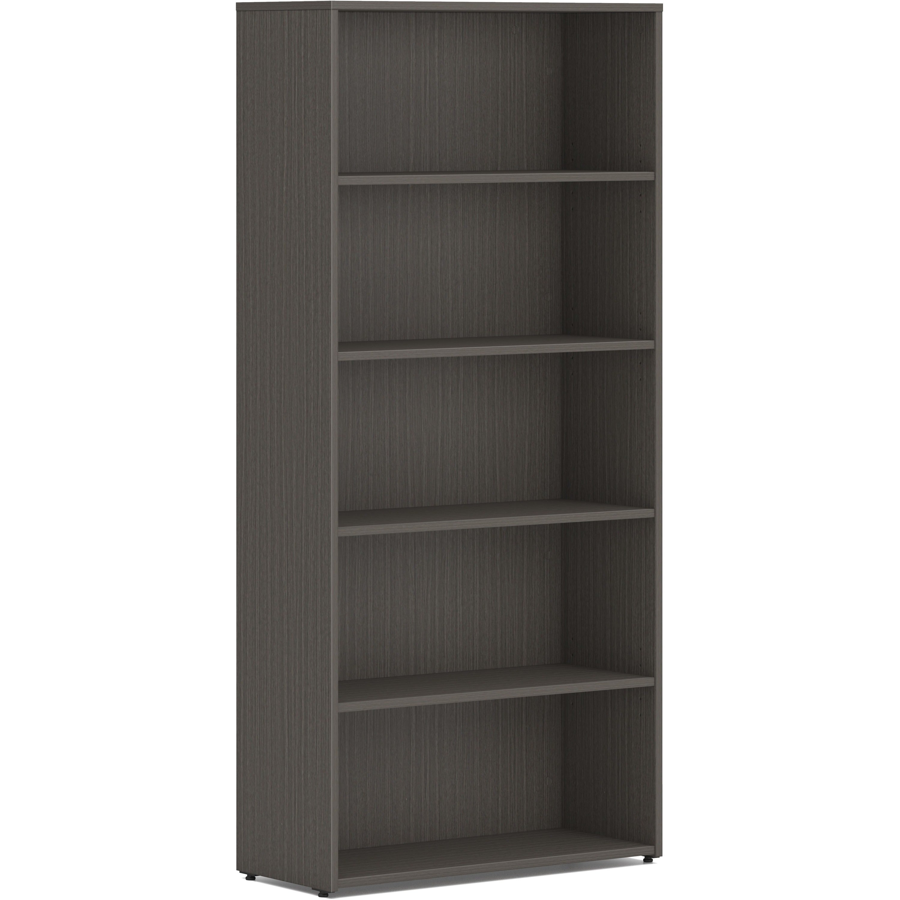 hon-mod-hlplbc3013b5-book-case-30-x-1365-5-shelves-3-adjustable-shelfves-finish-slate-teak-adjustable-shelf-durable-laminated-scratch-resistant-spill-resistant-stain-resistant_honlbc3013b5ls1 - 1