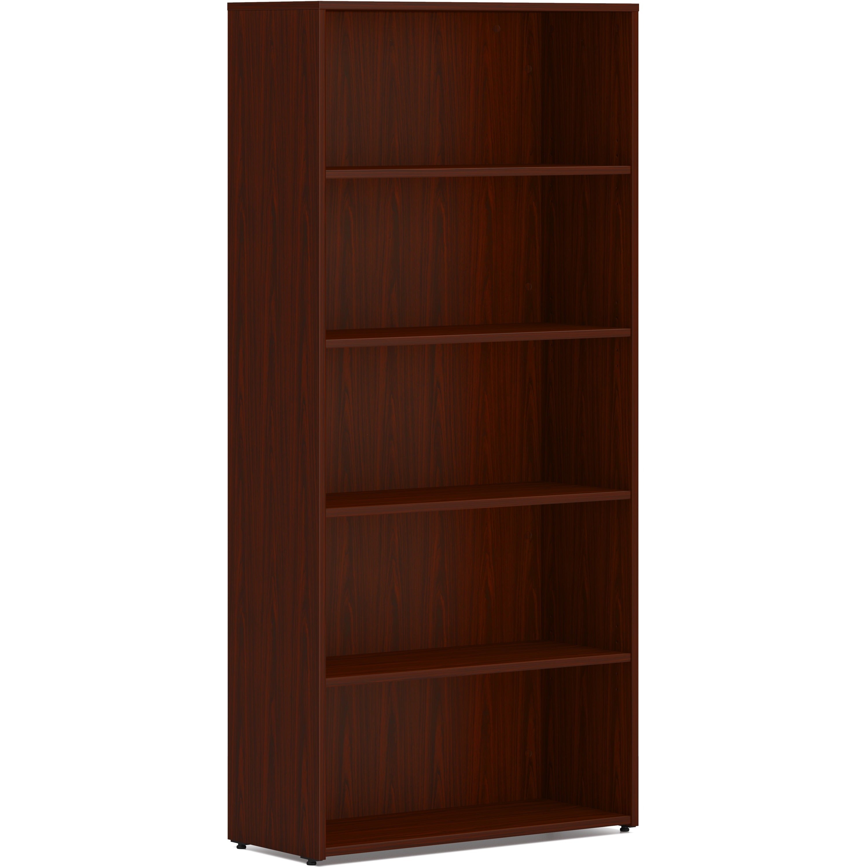 hon-mod-hlplbc3013b5-book-case-30-x-1365-5-shelves-3-adjustable-shelfves-finish-mahogany-adjustable-shelf-durable-laminated-scratch-resistant-spill-resistant-stain-resistant_honlbc3013b5lt1 - 1