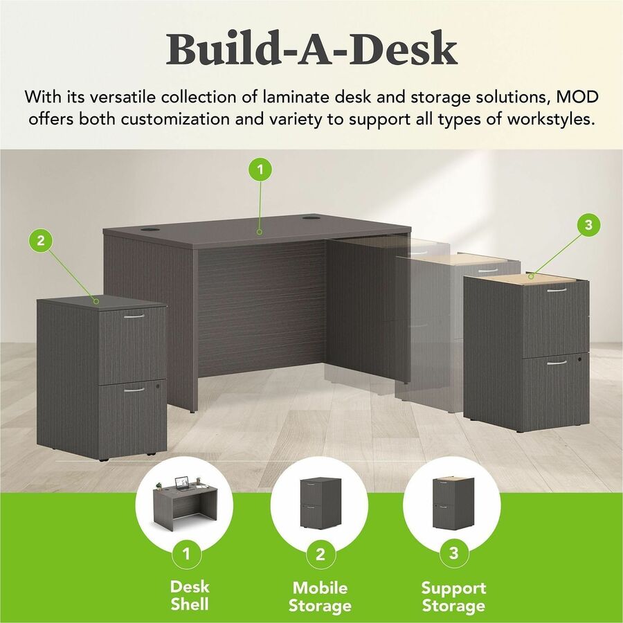 HON Mod HLPLDS4830 Desk Shell - 48" x 30"29" - Finish: Slate Teak