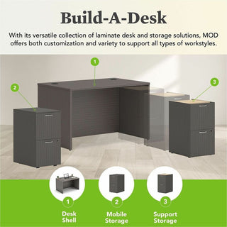 HON Mod HLPLDS4830 Desk Shell - 48" x 30"29" - Finish: Slate Teak