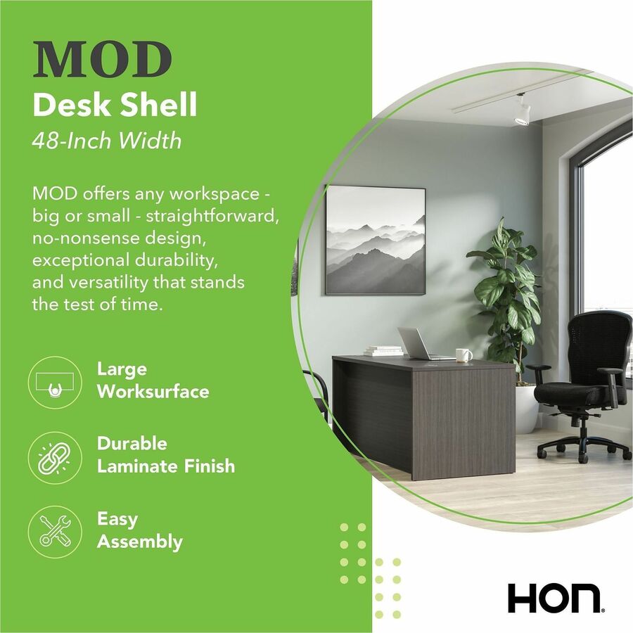 HON Mod HLPLDS4830 Desk Shell - 48" x 30"29" - Finish: Slate Teak
