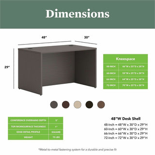 HON Mod HLPLDS4830 Desk Shell - 48" x 30"29" - Finish: Slate Teak