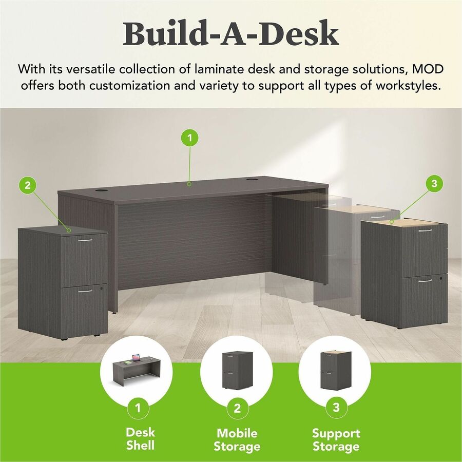 Mod Desk Shell, 72" x 30" x 29", Slate Teak