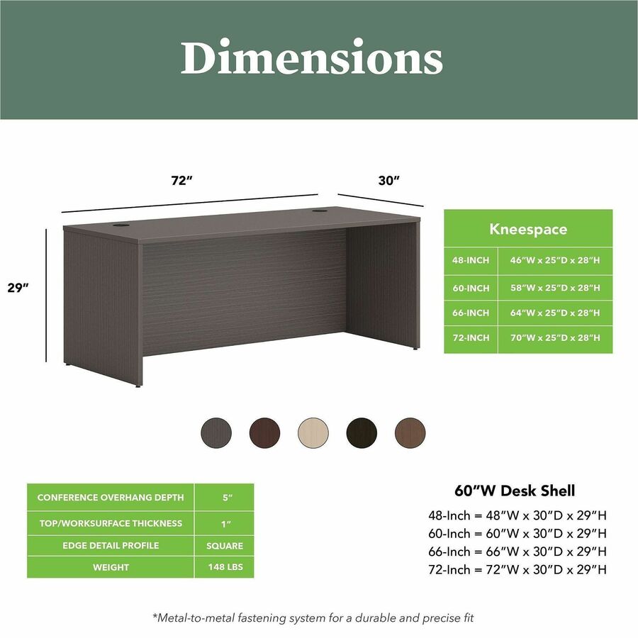 Mod Desk Shell, 72" x 30" x 29", Slate Teak