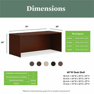 Mod Desk Shell, 72" x 30" x 29", Traditional Mahogany