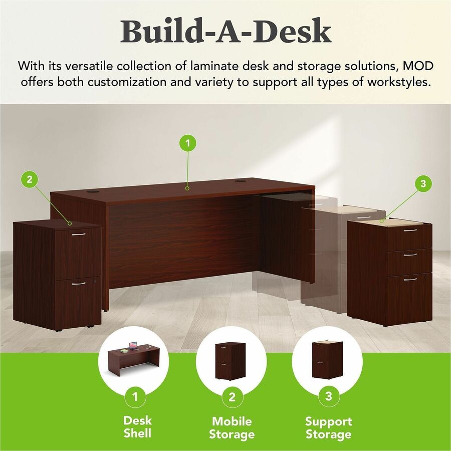 Mod Desk Shell, 72" x 30" x 29", Traditional Mahogany