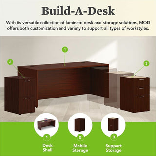 Mod Desk Shell, 72" x 30" x 29", Traditional Mahogany