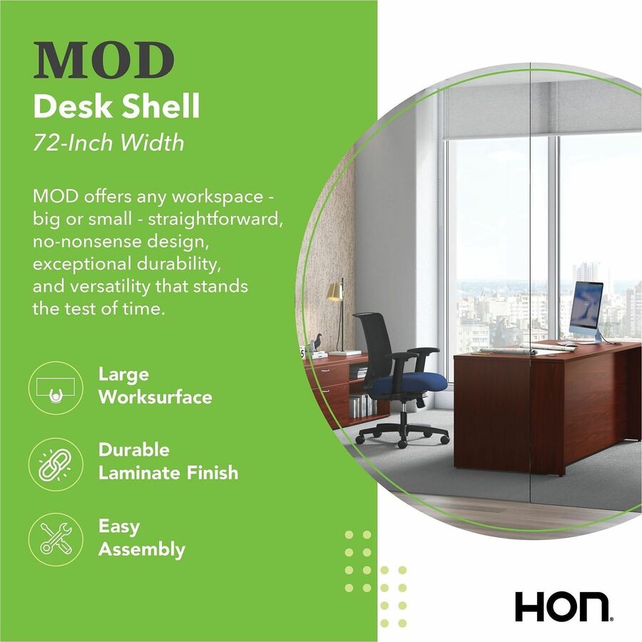 Mod Desk Shell, 72" x 30" x 29", Traditional Mahogany