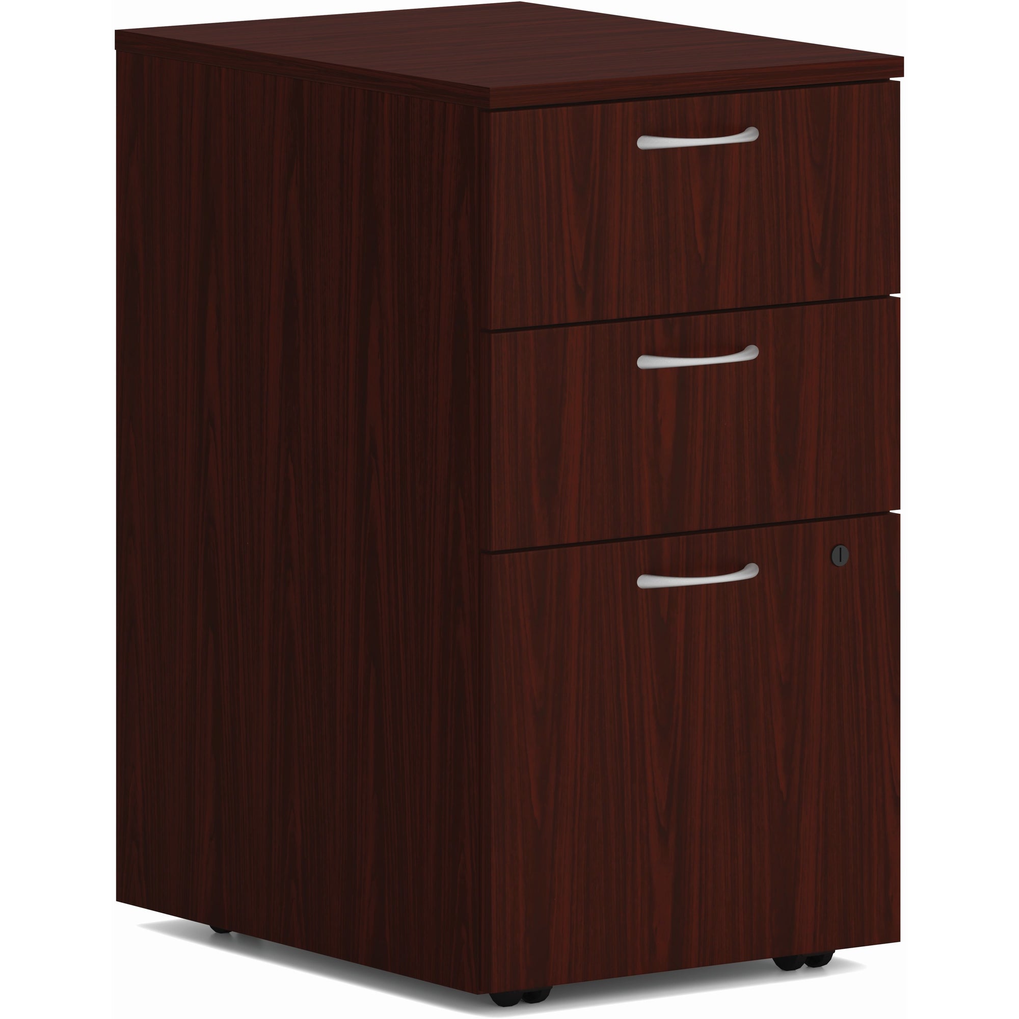 Mod Mobile Pedestal, Left or Right, 3-Drawers: Box/Box/File, Legal/Letter, Traditional Mahogany, 15" x 20" x 28