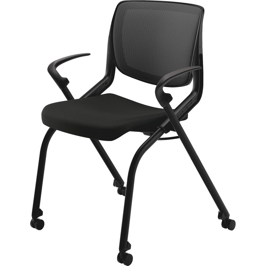 HON Motivate Chair - Black Fabric Seat - Black Back - Textured Black Reinforced Resin Frame - Black - Armrest