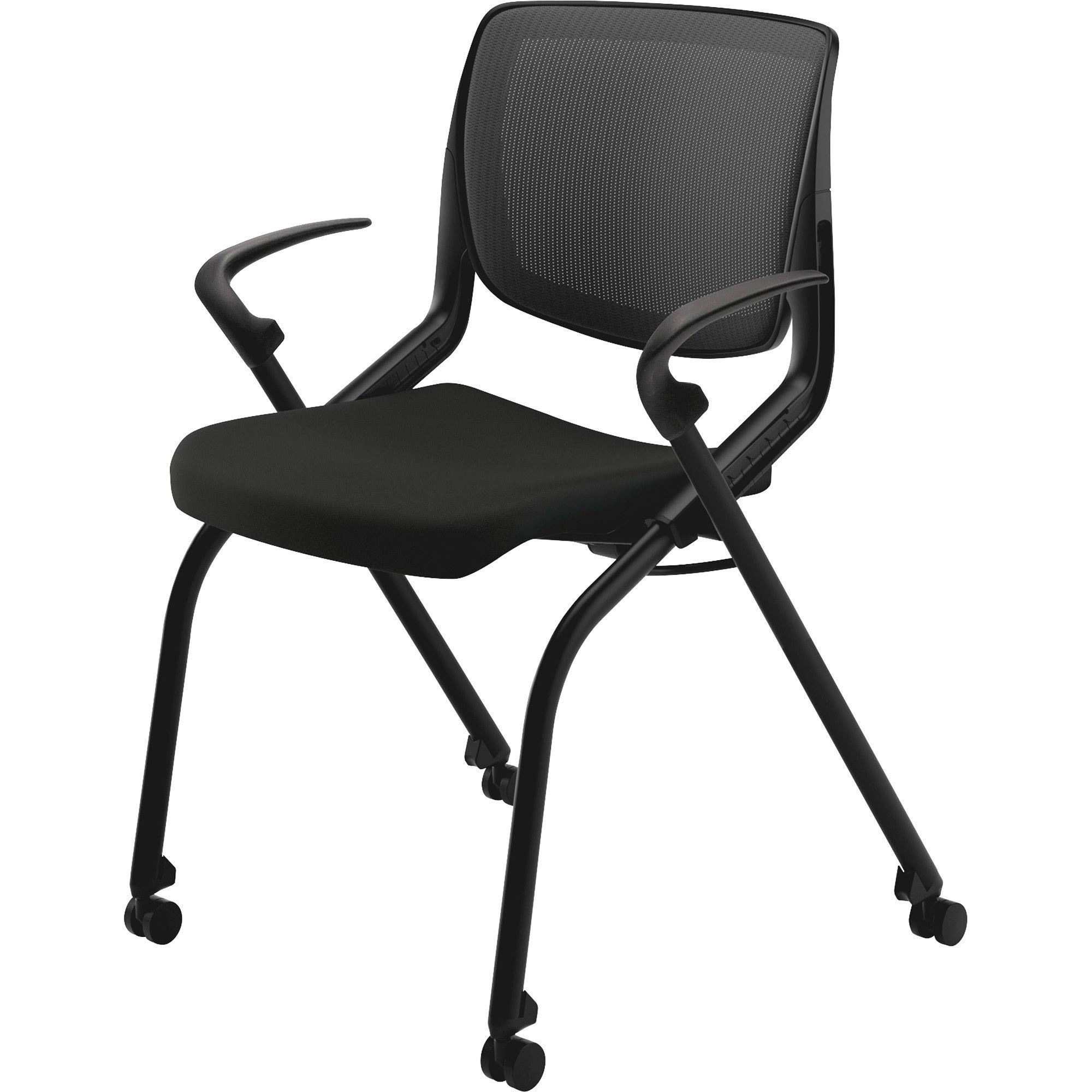 HON Motivate Chair - Black Fabric Seat - Black Back - Textured Black Reinforced Resin Frame - Black - Armrest - 