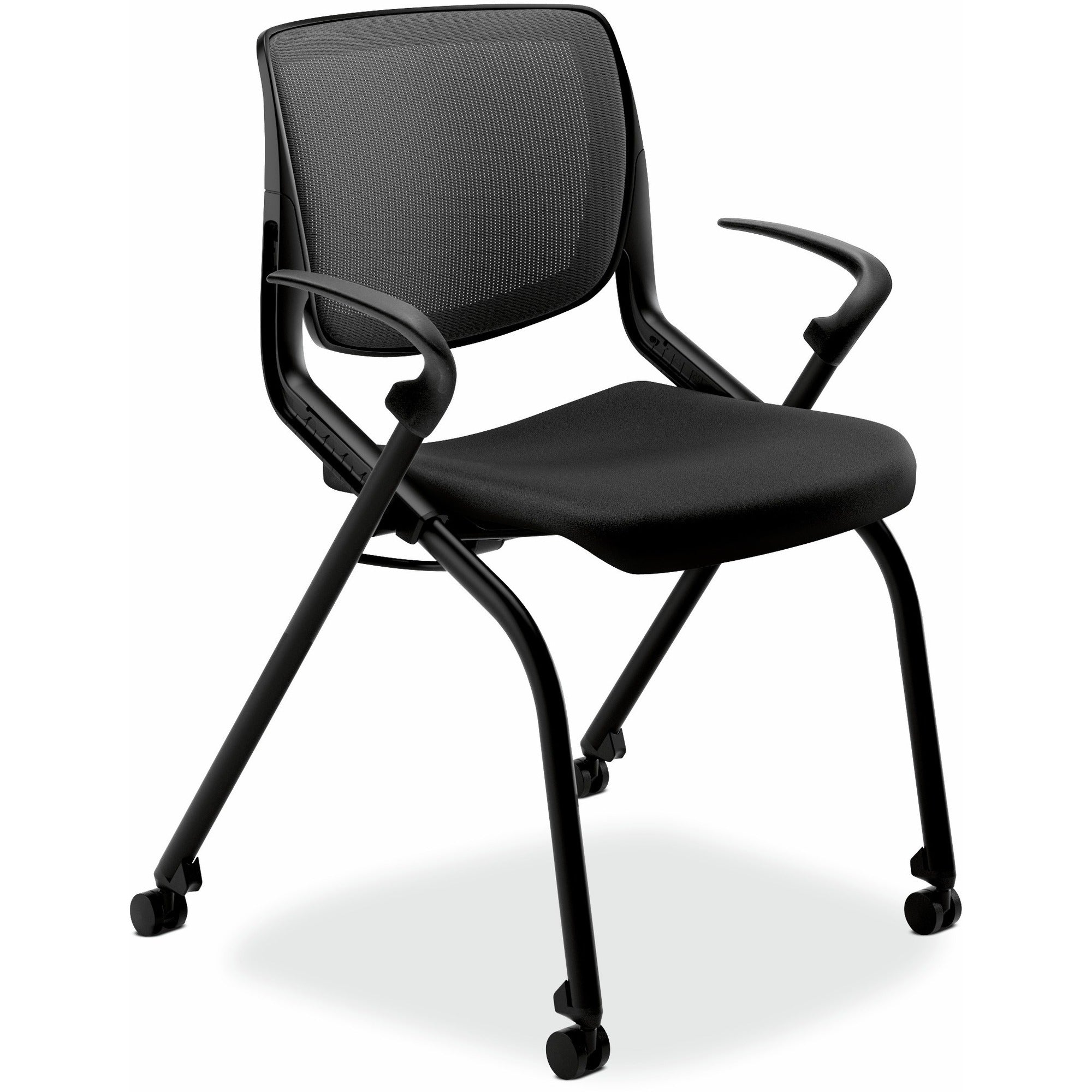 HON Motivate Chair - Black Fabric Seat - Black Back - Textured Black Reinforced Resin Frame - Black - Armrest - 