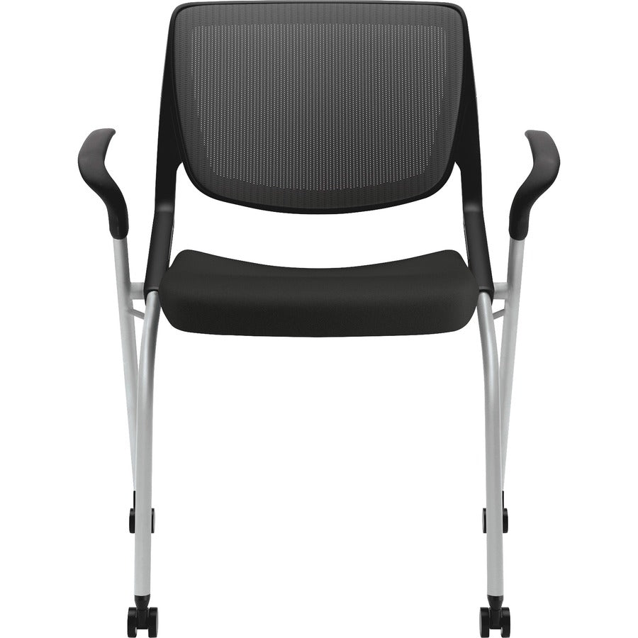 HON Motivate Chair - Black Fabric Seat - Black Back - Platinum Metallic Reinforced Resin Frame - Black - Armrest