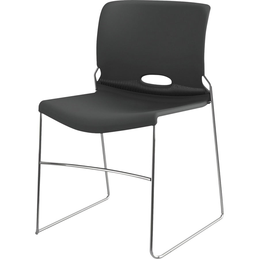 Olson Stacker High Density Chair, Supports Up to 300 lb, 17.75" Seat Height, Lava Seat, Lava Back, Chrome Base, 4/Carton