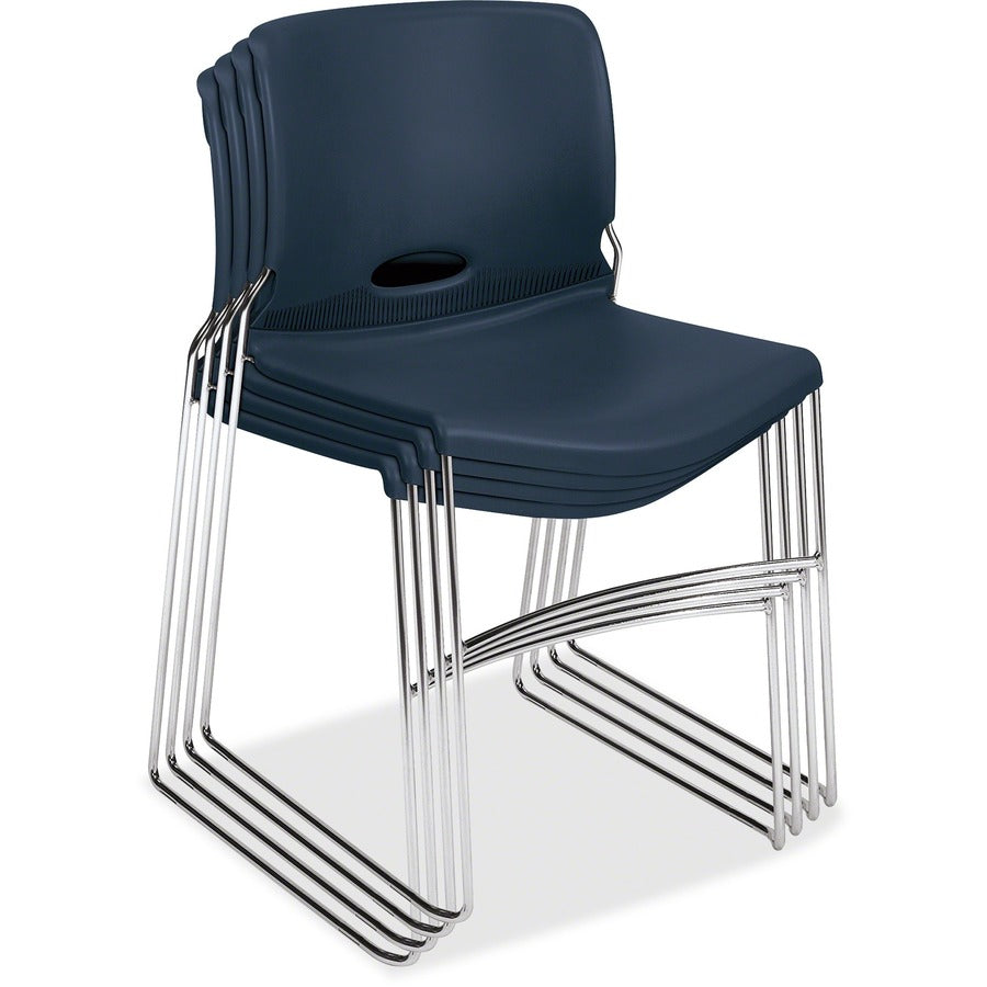 HON Olson Chair - Plastic Seat - Regatta Plastic Back - Chrome Steel Frame - Plastic - 4 / Carton - 