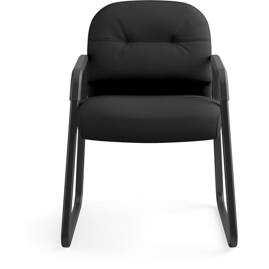Pillow-Soft 2090 Series Guest Arm Chair, Fabric Upholstery, 23.25" x 28" x 36", Black Seat, Black Back, Black Base