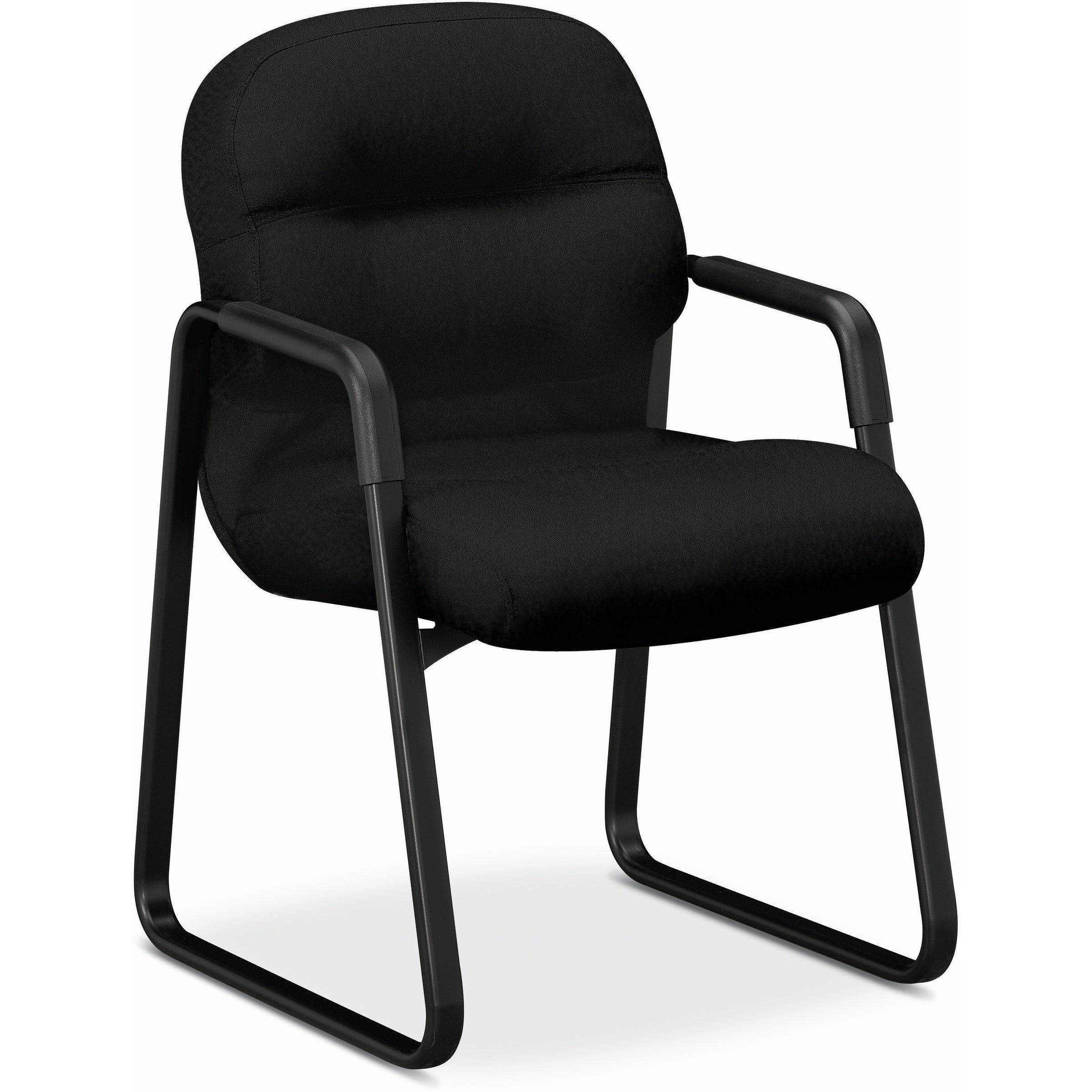 Pillow-Soft 2090 Series Guest Arm Chair, Fabric Upholstery, 23.25" x 28" x 36", Black Seat, Black Back, Black Base
