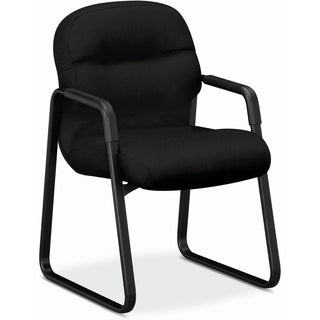 Pillow-Soft 2090 Series Guest Arm Chair, Fabric Upholstery, 23.25" x 28" x 36", Black Seat, Black Back, Black Base