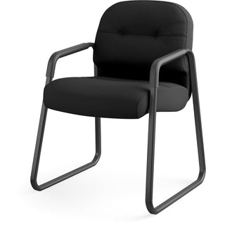 Pillow-Soft 2090 Series Guest Arm Chair, Fabric Upholstery, 23.25" x 28" x 36", Black Seat, Black Back, Black Base