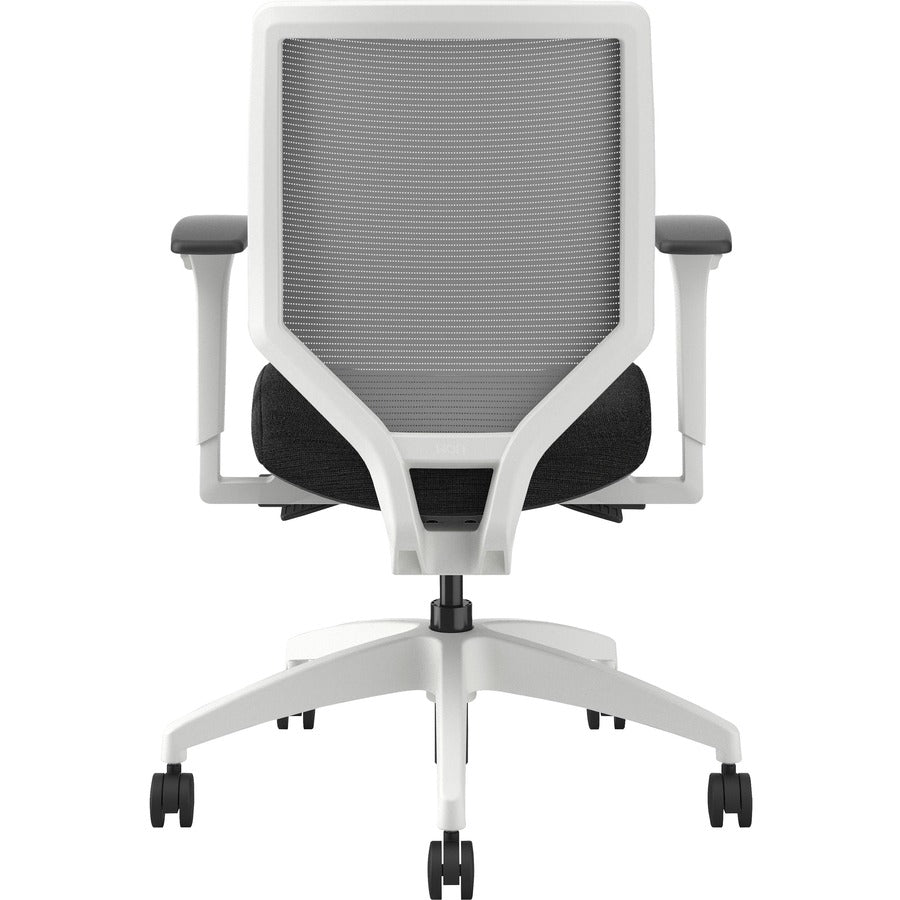 HON Solve Chair - Black Fabric Seat - Fog Mesh Back - Designer White Frame - Mid Back - Black
