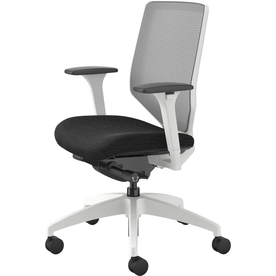 HON Solve Chair - Black Fabric Seat - Fog Mesh Back - Designer White Frame - Mid Back - Black