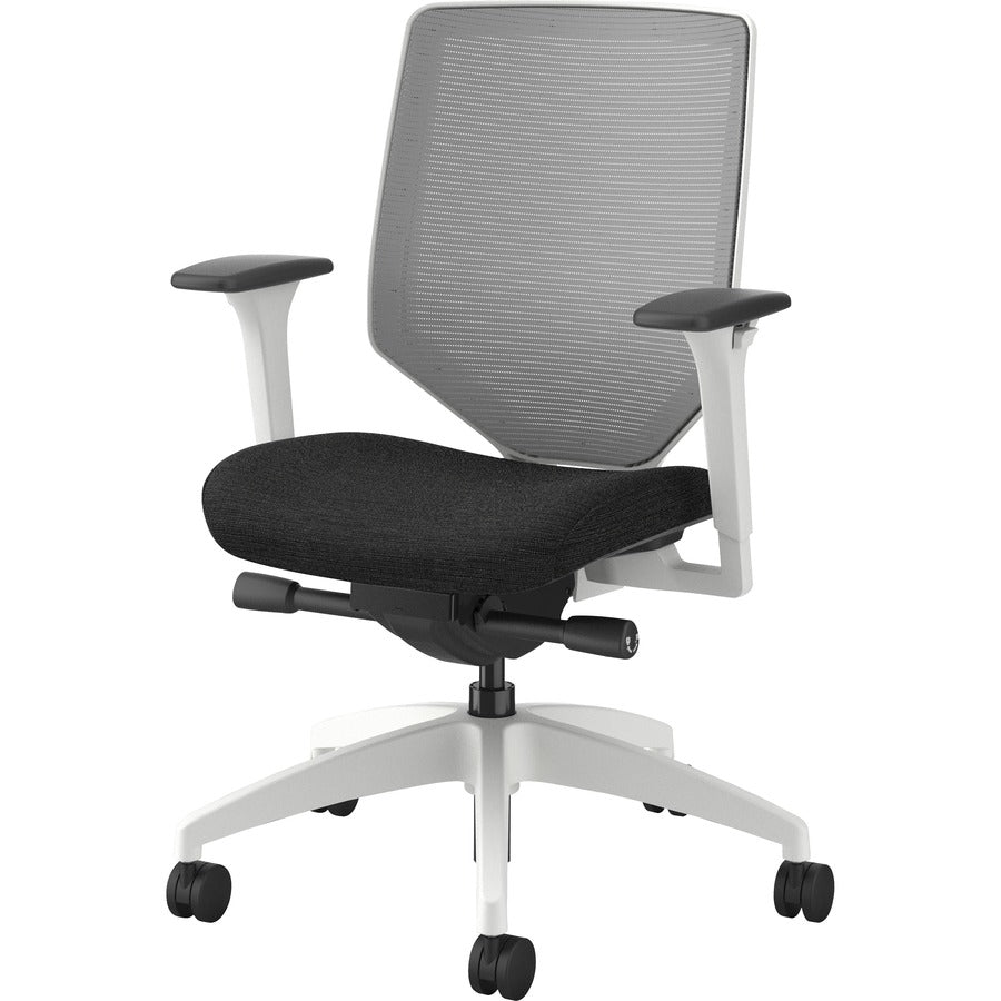 HON Solve Chair - Black Fabric Seat - Fog Mesh Back - Designer White Frame - Mid Back - Black