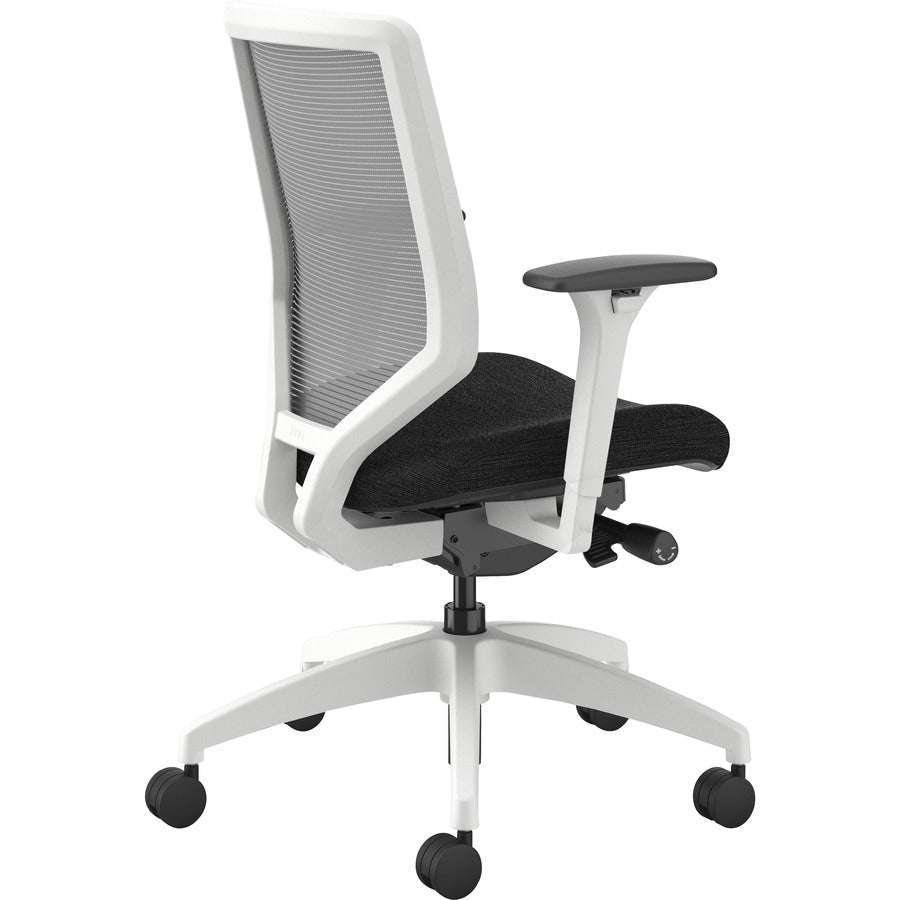 HON Solve Chair - Black Fabric Seat - Fog Mesh Back - Designer White Frame - Mid Back - Black