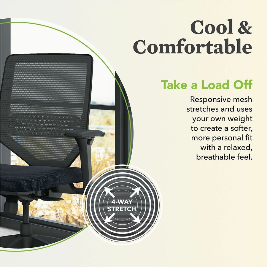 Solve Series Mesh Back Task Chair, Supports Up to 300 lb, 16" to 22" Seat Height, Ink Seat, Black Back/Base