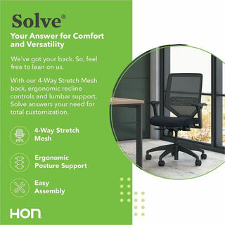 Solve Series Mesh Back Task Chair, Supports Up to 300 lb, 16" to 22" Seat Height, Midnight Seat, Black Back/Base