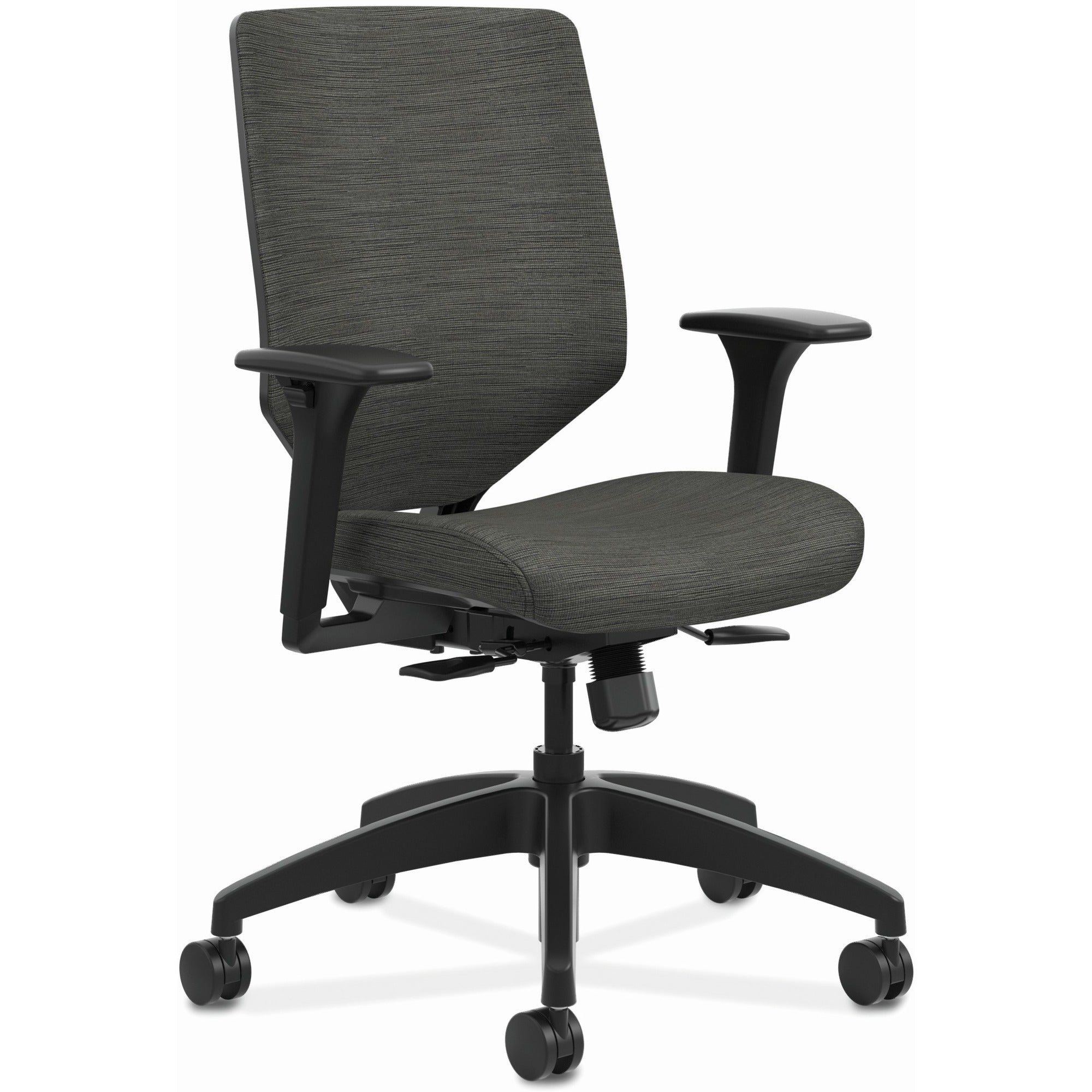 Solve Series Upholstered Back Task Chair, Supports Up to 300 lb, 17" to 22" Seat Height, Ink Seat/Back, Black Base