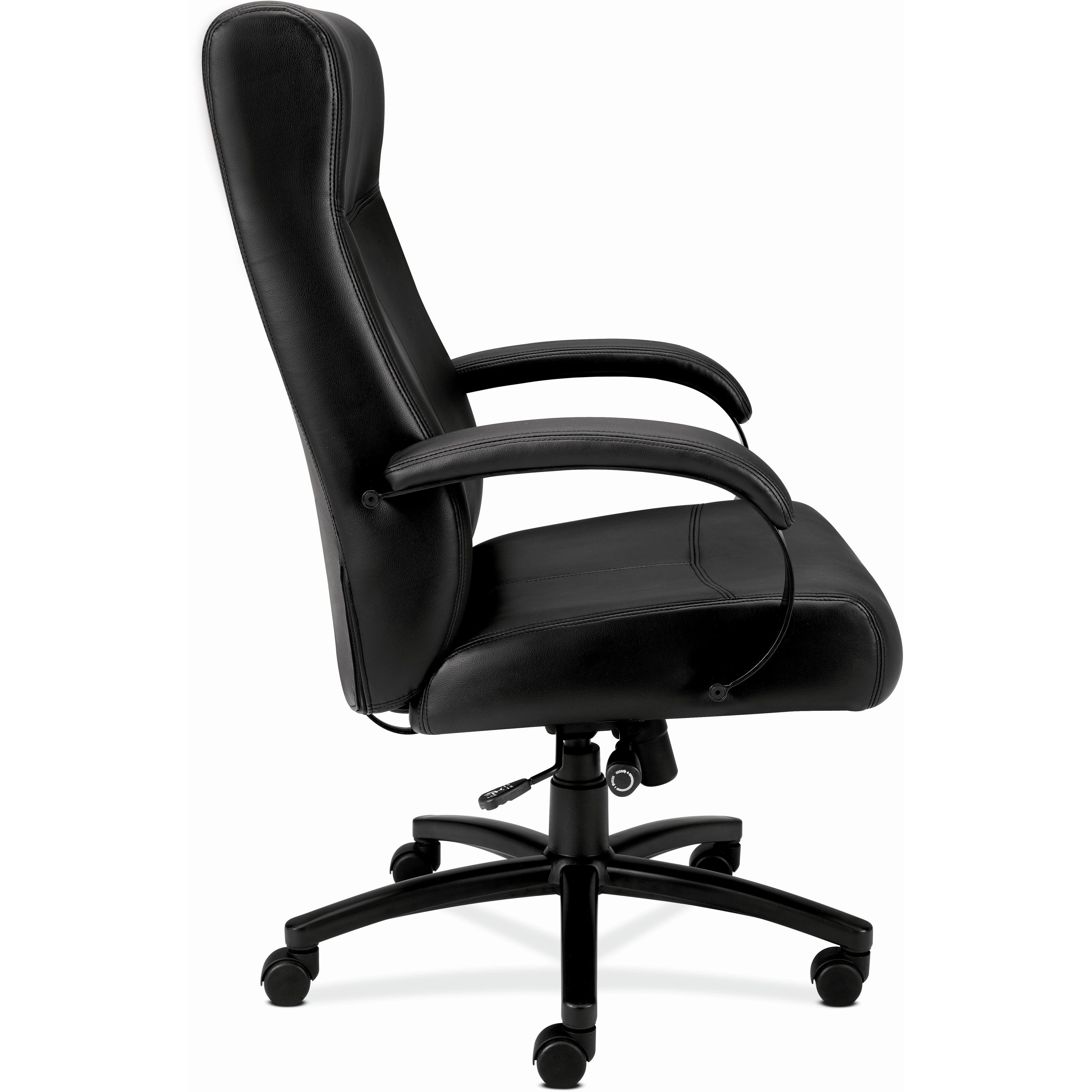 HON Validate Chair - Black Bonded Leather Seat - Black Bonded Leather Back - Black Reinforced Resin Frame - High Back - 5-star Base - Black - 