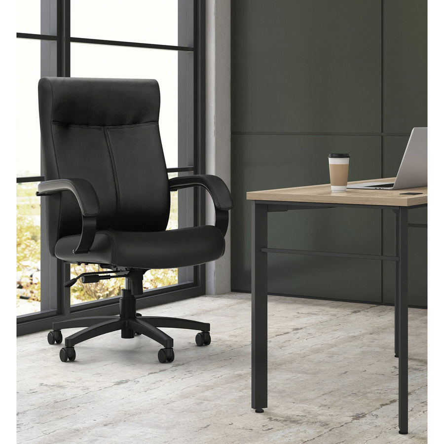 HON Validate Chair - Black Bonded Leather Seat - Black Bonded Leather Back - Black Reinforced Resin Frame - High Back - 5-star Base - Black - 