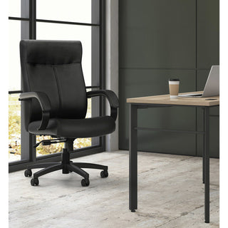 HON Validate Chair - Black Bonded Leather Seat - Black Bonded Leather Back - Black Reinforced Resin Frame - High Back - 5-star Base - Black - 