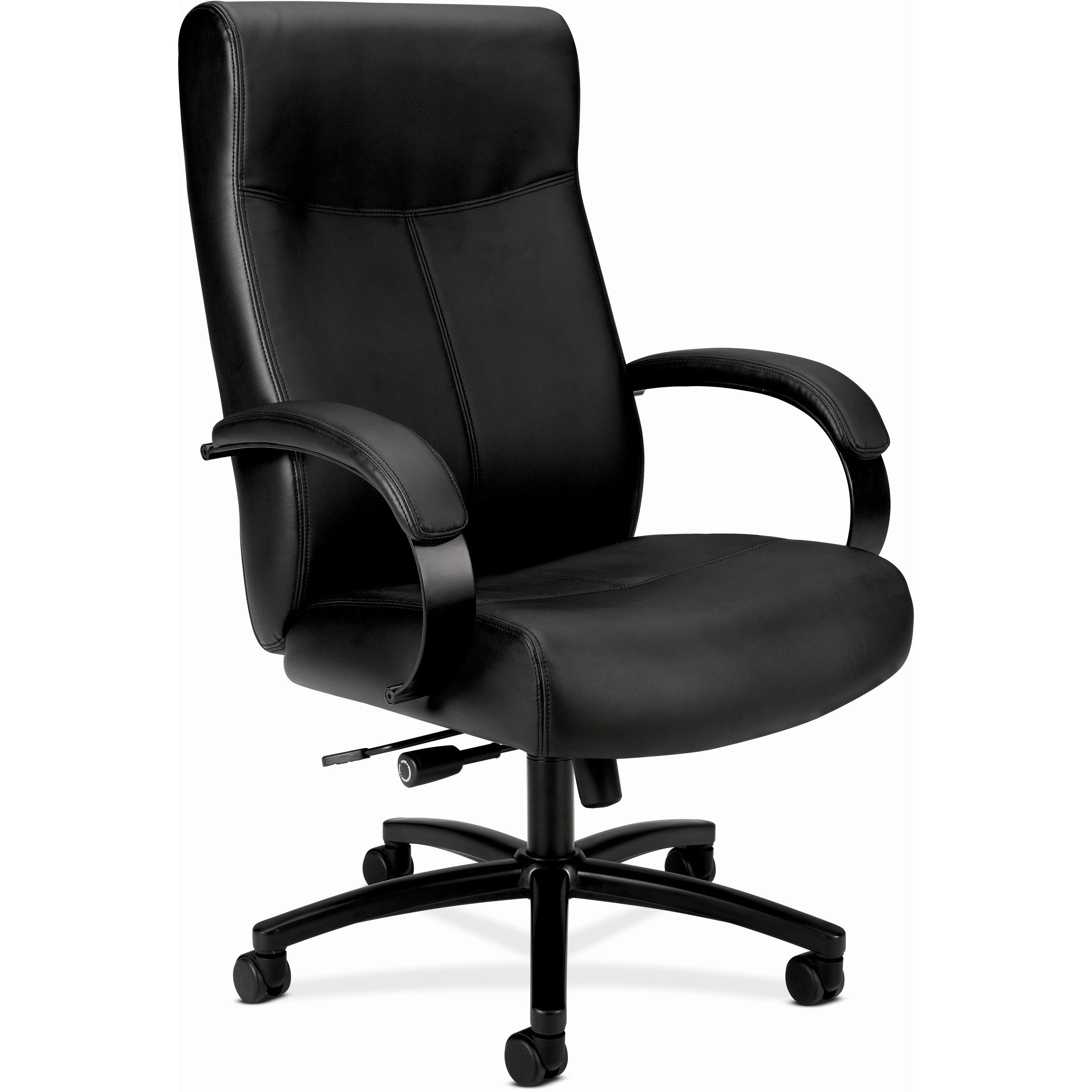 HON Validate Chair - Black Bonded Leather Seat - Black Bonded Leather Back - Black Reinforced Resin Frame - High Back - 5-star Base - Black - 