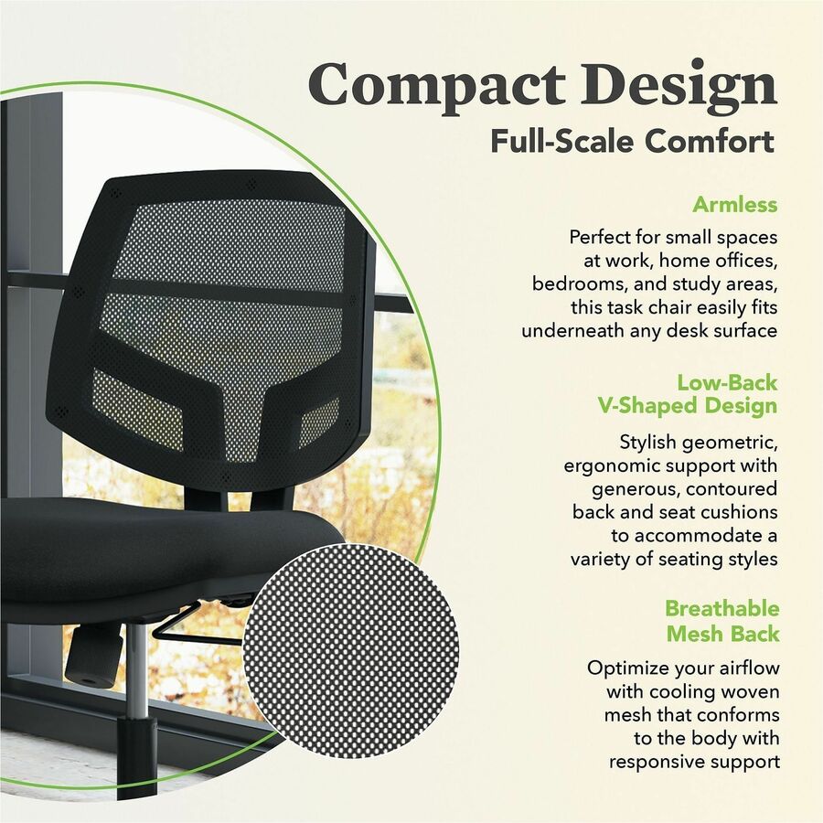 Volt Series Mesh Back Task Chair, Supports Up to 250 lb, 18.25" to 22.38" Seat Height, Black