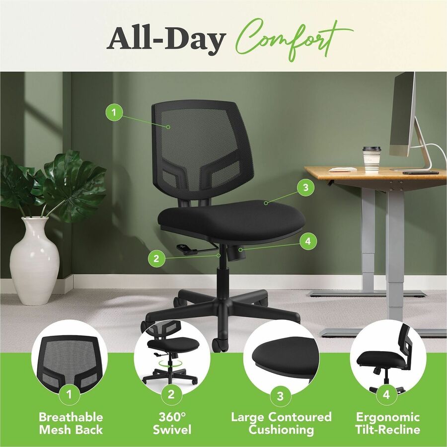 Volt Series Mesh Back Task Chair, Supports Up to 250 lb, 18.25" to 22.38" Seat Height, Black