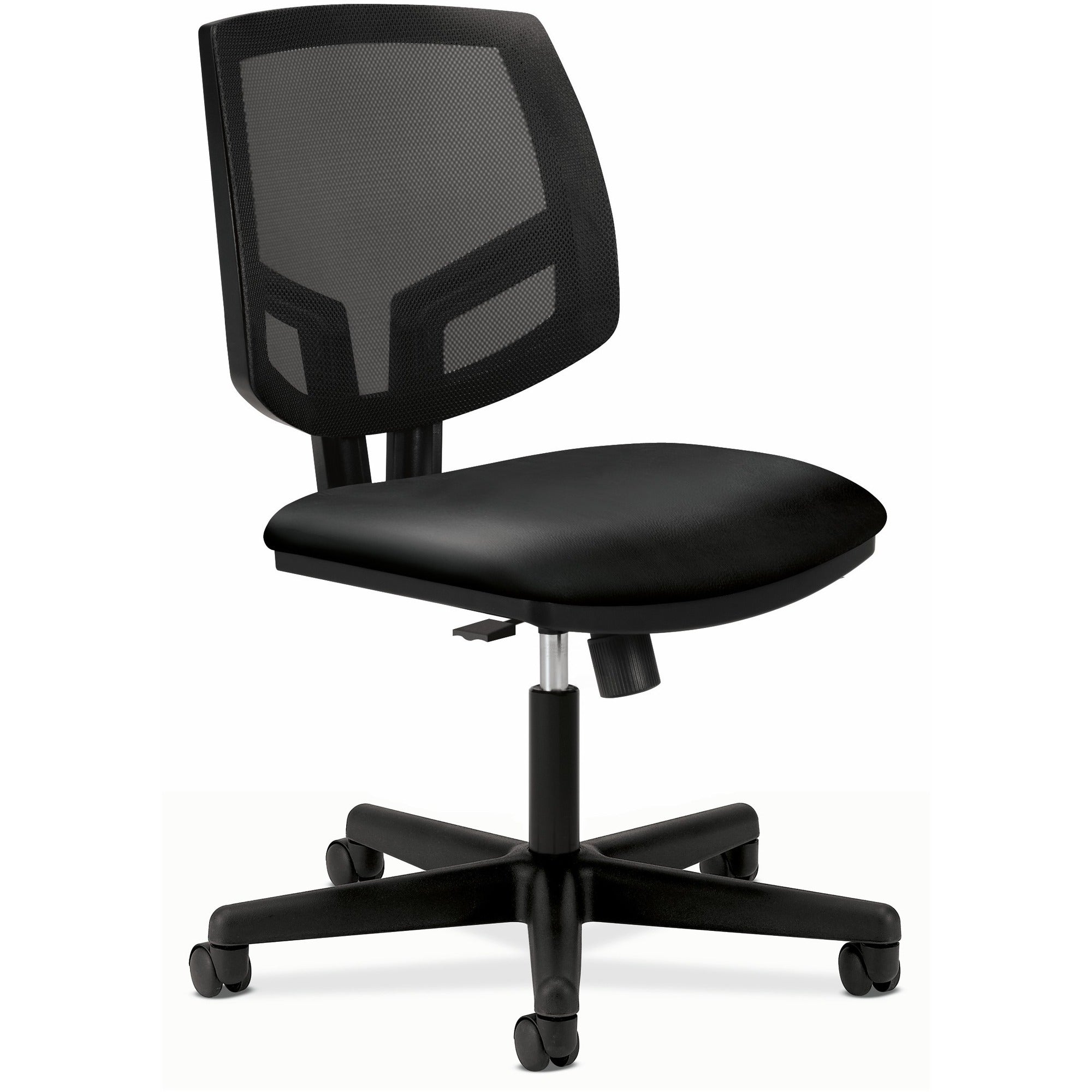Volt Series Mesh Back Leather Task Chair with Synchro-Tilt, Supports Up to 250 lb, 18.13" to 22.38" Seat Height, Black