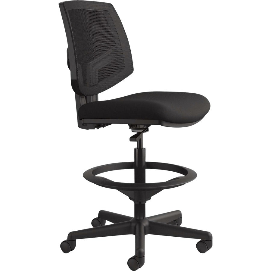 Volt Series Mesh Back Adjustable Task Stool, Supports Up to 275 lb, 22.88" to 32.38" Seat Height, Black