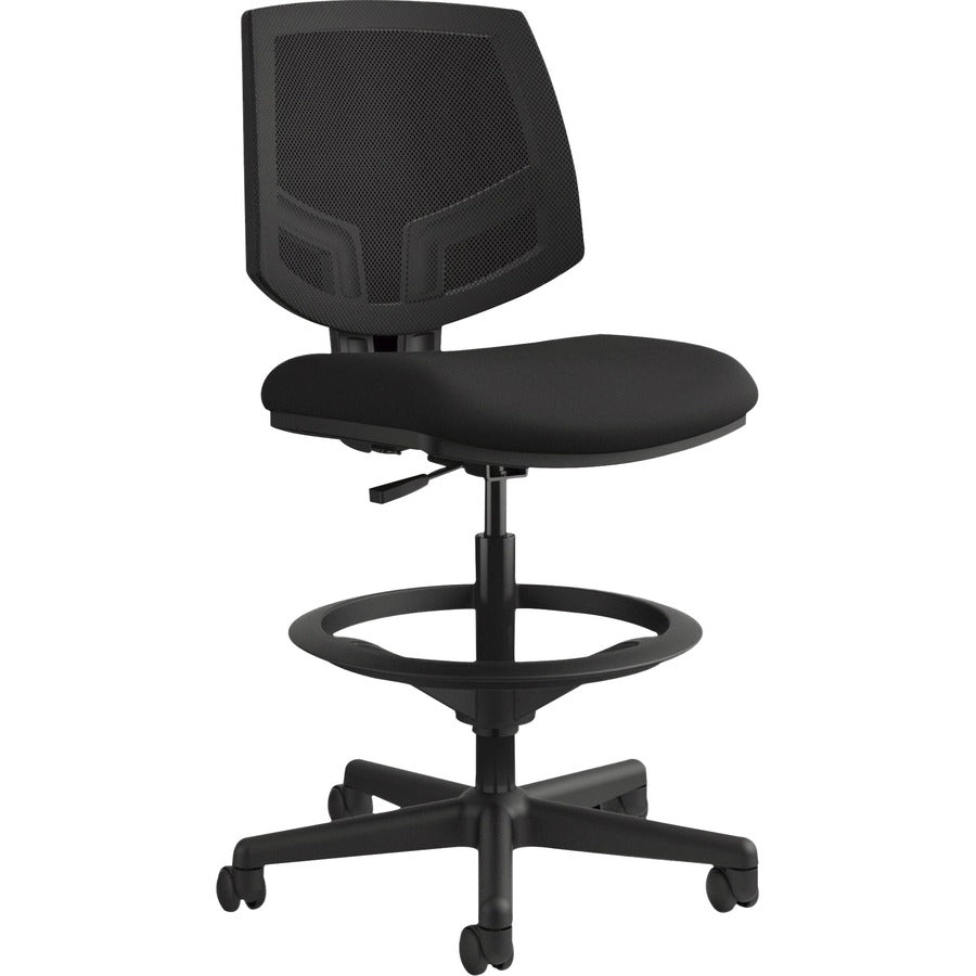 Volt Series Mesh Back Adjustable Task Stool, Supports Up to 275 lb, 22.88" to 32.38" Seat Height, Black