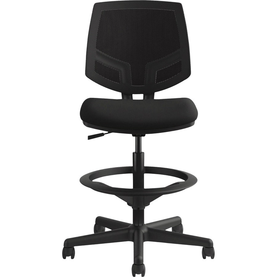 Volt Series Mesh Back Adjustable Task Stool, Supports Up to 275 lb, 22.88" to 32.38" Seat Height, Black