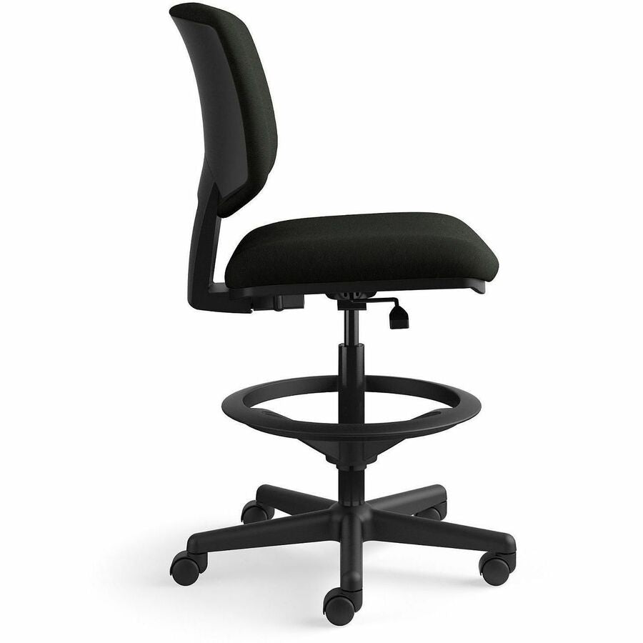Volt Series Leather Adjustable Task Stool, Supports Up to 275 lb, 22.88" to 32.38" Seat Height, Black