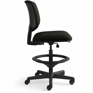 Volt Series Leather Adjustable Task Stool, Supports Up to 275 lb, 22.88" to 32.38" Seat Height, Black