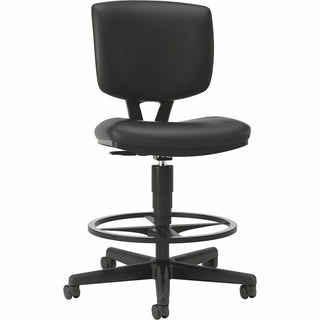 Volt Series Leather Adjustable Task Stool, Supports Up to 275 lb, 22.88" to 32.38" Seat Height, Black
