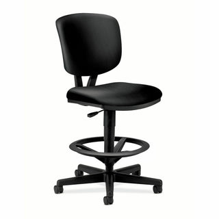 Volt Series Leather Adjustable Task Stool, Supports Up to 275 lb, 22.88" to 32.38" Seat Height, Black