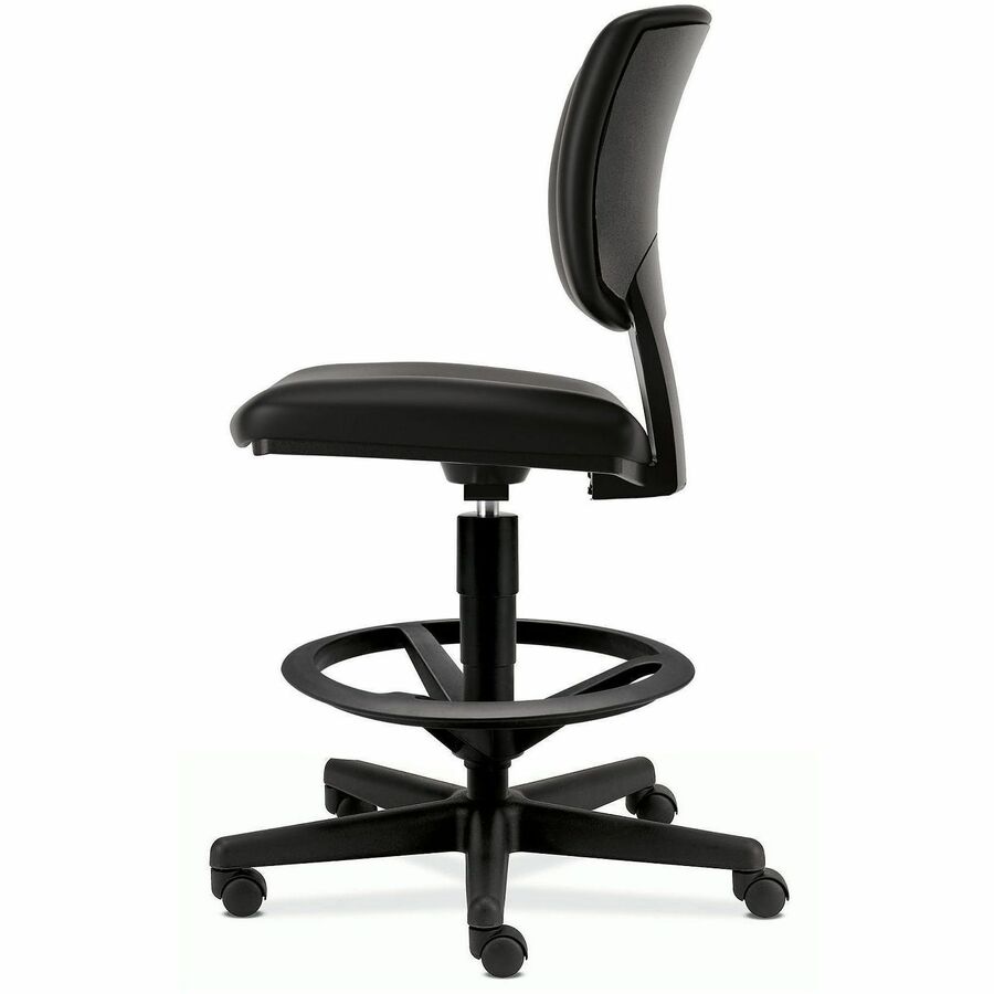Volt Series Leather Adjustable Task Stool, Supports Up to 275 lb, 22.88" to 32.38" Seat Height, Black