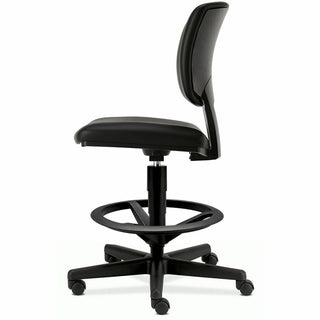 Volt Series Leather Adjustable Task Stool, Supports Up to 275 lb, 22.88" to 32.38" Seat Height, Black