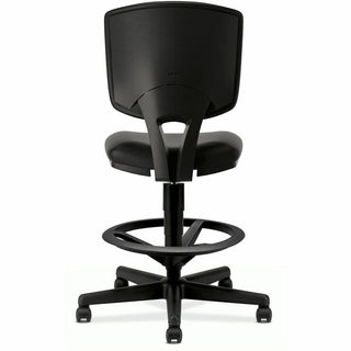 Volt Series Leather Adjustable Task Stool, Supports Up to 275 lb, 22.88" to 32.38" Seat Height, Black