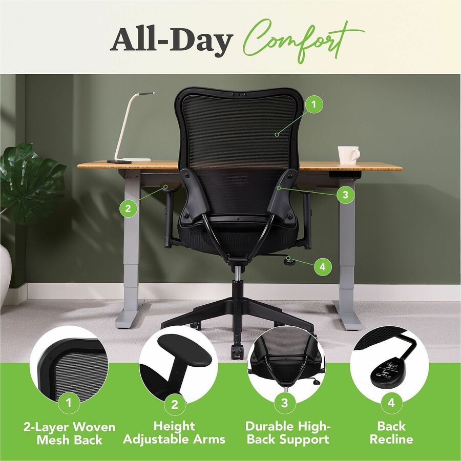 VL702 Mesh High-Back Task Chair, Supports Up to 250 lb, 18.5" to 23.5" Seat Height, Black
