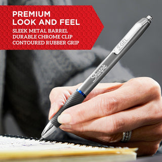 S-Gel Premium Metal Barrel Gel Pen, Retractable, Medium 0.7 mm, Black Ink, Champagne Barrel, Dozen