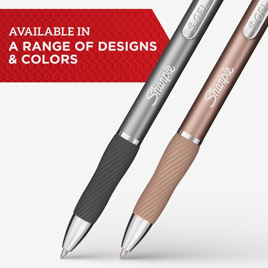 S-Gel Premium Metal Barrel Gel Pen, Retractable, Medium 0.7 mm, Black Ink, Gun Metal Gray Barrel, Dozen